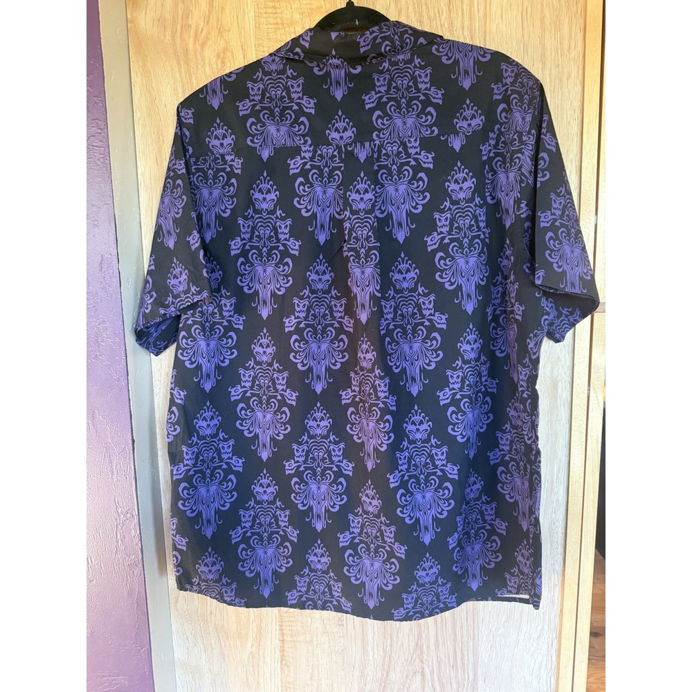 Disney Parks The Haunted Mansion Button Up Wallpaper Woven Camp Shirt 3XL NWT - Picture 3 of 3